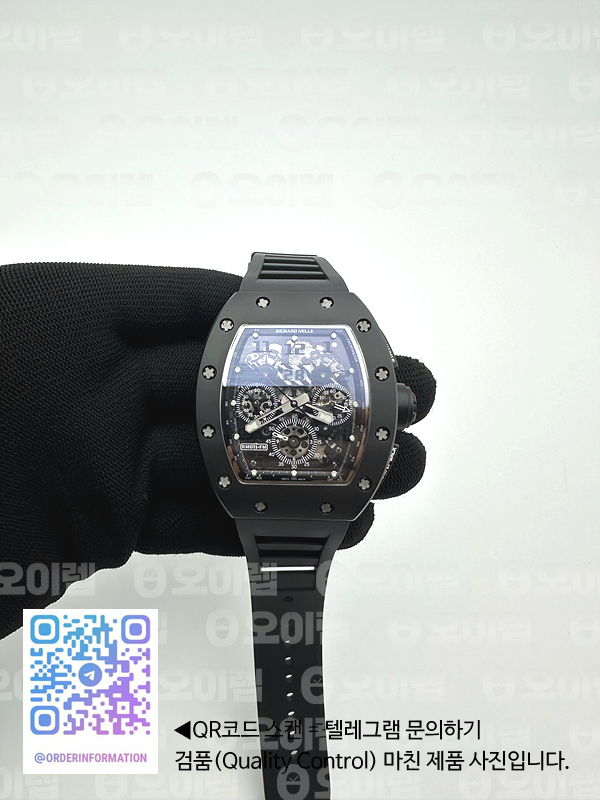 KU공장 리차드밀 RM011 풀세라믹 스켈레톤 크로노그래프 RM011 CERAMIC CHRONOGRAPH CRYSTAL SKELETON DIAL BLACK ON BLACK RUBBER STRAP A7750 KV공장 출고 전 실물 검수사진 3