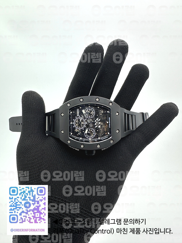 KU공장 리차드밀 RM011 풀세라믹 스켈레톤 크로노그래프 RM011 CERAMIC CHRONOGRAPH CRYSTAL SKELETON DIAL BLACK ON BLACK RUBBER STRAP A7750 KV공장 출고 전 실물 검수사진 4