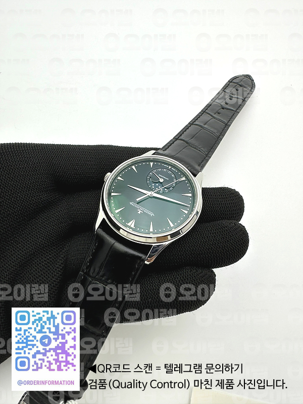 ZF공장 예거르쿨트르 마스터 울트라씬 문페이즈 스틸 블랙다이얼 Master Ultra Thin Moon 1368420 SS Black Dial on Black Leather Strap V3 SA925 Super Clone 출고 전 실물 검수사진 6