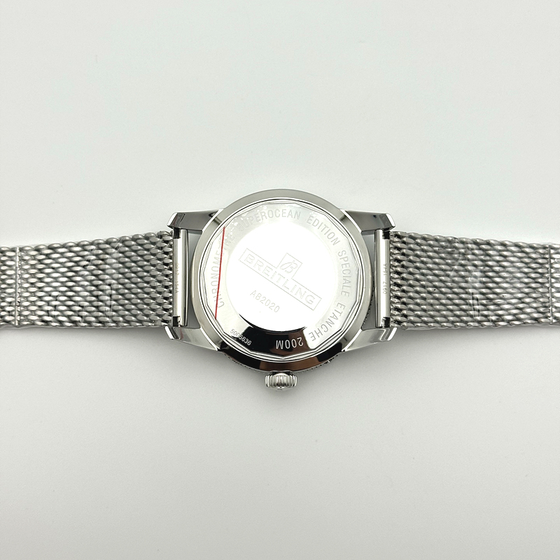 브라이틀링 슈퍼오션 헤리티지 스틸 블루다이얼 세라믹베젤 매쉬밴드 SUPER OCEAN HERITAGE BLUE CERAMIC BEZEL SS BLUE DIAL ON SS BRACELET A2824 출고 전 실물 검수사진 12