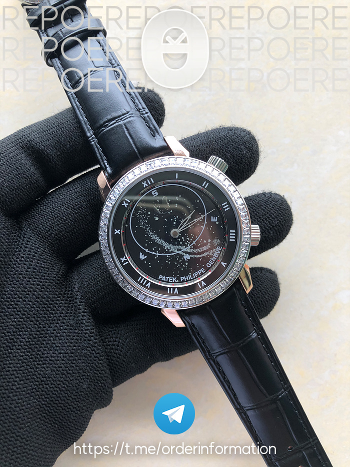 TW공장 파텍필립 6104P 문 로즈골드금장 블랙다이얼 다이아몬드베젤 가죽스트랩 6104P MOON RG BLACK DIAL DIAMOND BEZEL ON BLACK LEATHER STRAP A240 V2 출고 전 실물 검수사진 2