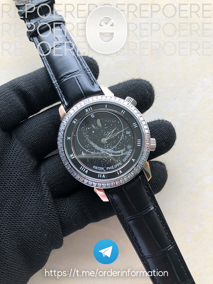 TW공장 파텍필립 6104P 문 로즈골드금장 블랙다이얼 다이아몬드베젤 가죽스트랩 6104P MOON RG BLACK DIAL DIAMOND BEZEL ON BLACK LEATHER STRAP A240 V2 출고 전 실물 검수사진 3