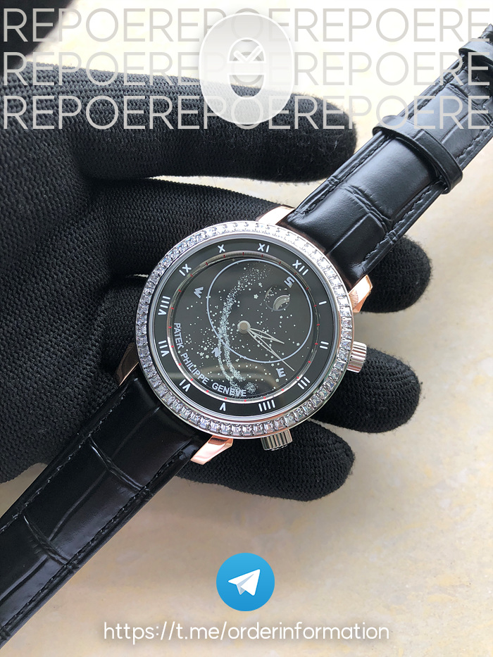 TW공장 파텍필립 6104P 문 로즈골드금장 블랙다이얼 다이아몬드베젤 가죽스트랩 6104P MOON RG BLACK DIAL DIAMOND BEZEL ON BLACK LEATHER STRAP A240 V2 출고 전 실물 검수사진 5