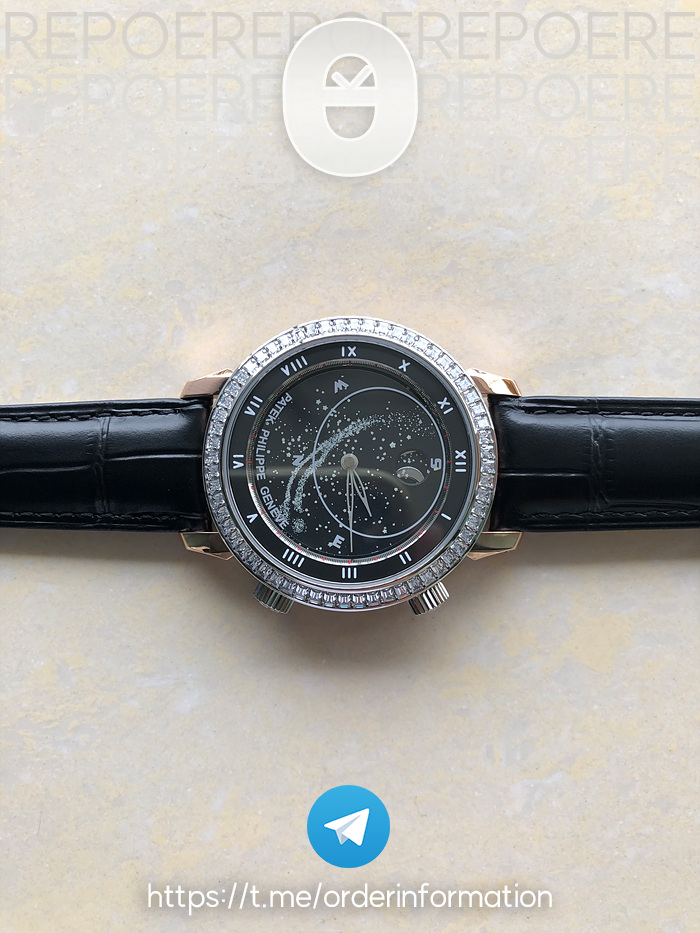 TW공장 파텍필립 6104P 문 로즈골드금장 블랙다이얼 다이아몬드베젤 가죽스트랩 6104P MOON RG BLACK DIAL DIAMOND BEZEL ON BLACK LEATHER STRAP A240 V2 출고 전 실물 검수사진 6