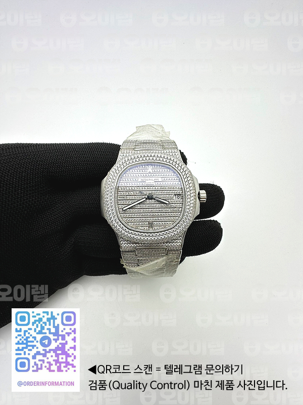 PF공장 파텍필립 노틸러스 5719 스틸 풀다이아몬드셋팅 브레이슬릿 Nautilus 5719/1G SS Full Diamond Full Diamond Bracelet A324 Clone 출고 전 실물 검수사진 2