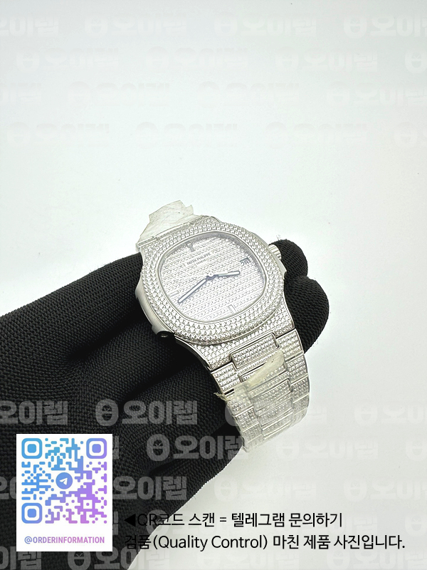 PF공장 파텍필립 노틸러스 5719 스틸 풀다이아몬드셋팅 브레이슬릿 Nautilus 5719/1G SS Full Diamond Full Diamond Bracelet A324 Clone 출고 전 실물 검수사진 5