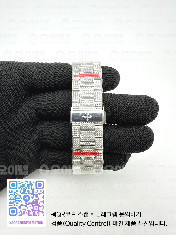 PF공장 파텍필립 노틸러스 5719 스틸 풀다이아몬드셋팅 브레이슬릿 Nautilus 5719/1G SS Full Diamond Full Diamond Bracelet A324 Clone 출고 전 실물 검수사진 11