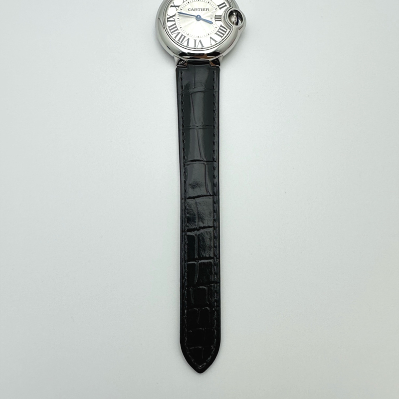 AF공장 까르띠에 발롱블루 33MM 스틸 블랙크로커다일스트랩 Ballon Bleu 33mm SS White Textured Dial on Black Crocodile Strap Jap Quartz 출고 전 실물 검수사진 9