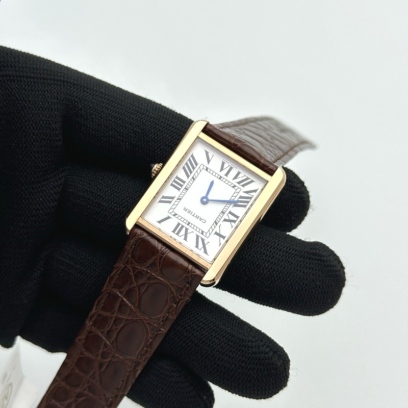 AF공장 까르띠에 탱크솔로 27 라지 로즈골드금장 화이트다이얼 가죽스트랩 TANK SOLO LADIES 27MM RG WHITE DIAL ON BROWN LEATHER STRAP RONDA QUARTZ 출고 전 실물 검수사진 5