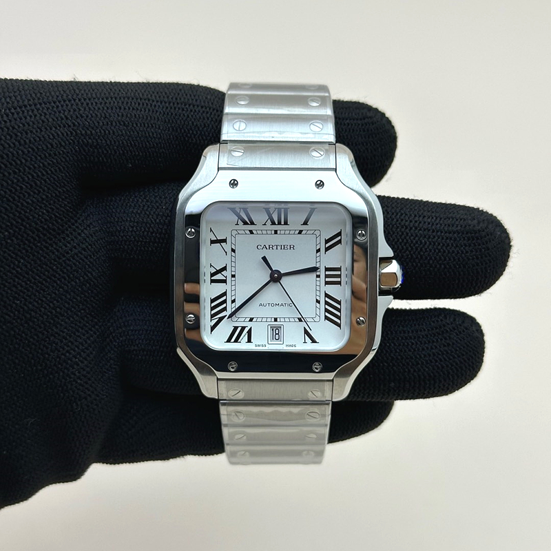 KOR공장 까르띠에 산토스 드 까르띠에 라지 브레이슬릿 SANTOS DE CARTIER LARGE 2018 WHITE DIAL ON SS BRACELET MIYOTA 9015 출고 전 실물 검수사진 2