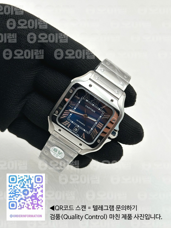 BV공장 까르띠에 산토스 40MM 라지 2018 스틸 블루다이얼 브레이슬릿 Santos de Cartier 40mm 2018 Blue Dial on SS SmartLinks Bracelet MIYOTA 9019 출고 전 실물 검수사진 5