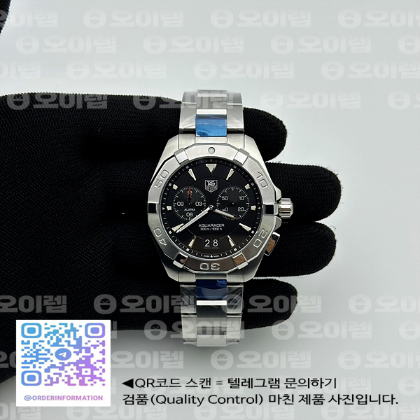 태그호이어 아쿠아레이서 데이트 블랙다이얼 스위스 론다 쿼츠 출고 전 실물 검수사진 3