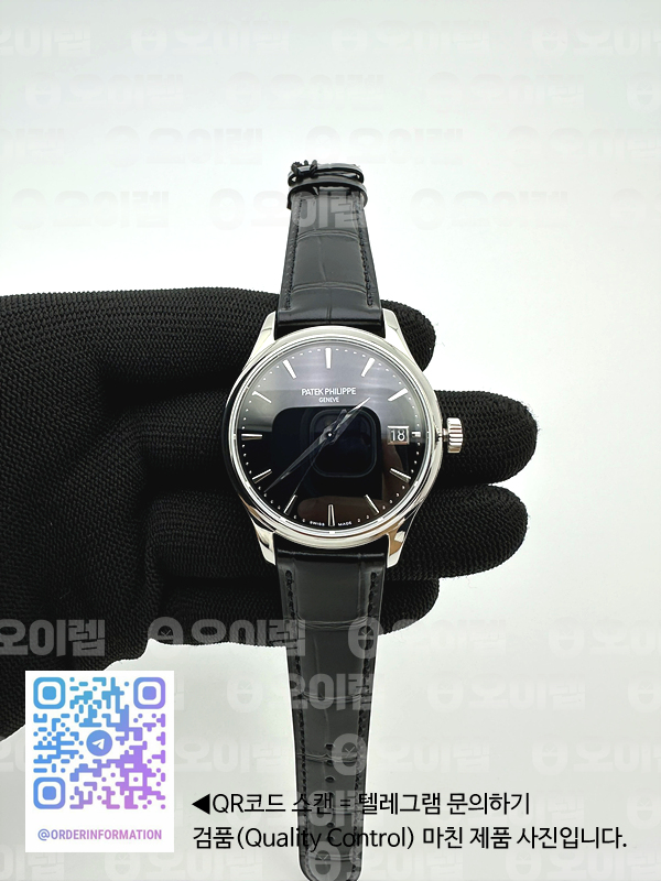 ZF공장 파텍필립 칼라트라바 블랙다이얼 블랙가죽스트랩 Calatrava 5227 SS Black Dial on Black Leather Strap 324CS 출고 전 실물 검수사진 2