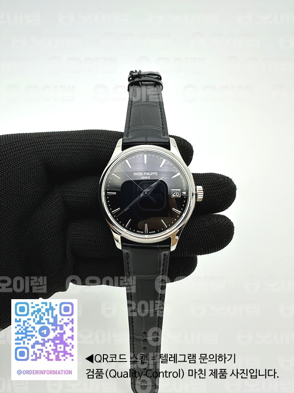 ZF공장 파텍필립 칼라트라바 블랙다이얼 블랙가죽스트랩 Calatrava 5227 SS Black Dial on Black Leather Strap 324CS 출고 전 실물 검수사진 3