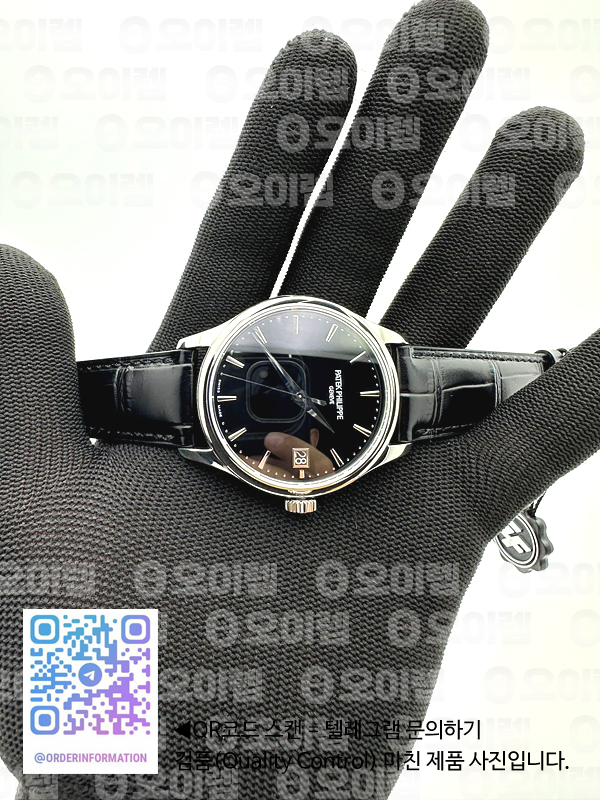 ZF공장 파텍필립 칼라트라바 블랙다이얼 블랙가죽스트랩 Calatrava 5227 SS Black Dial on Black Leather Strap 324CS 출고 전 실물 검수사진 4