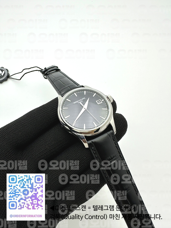 ZF공장 파텍필립 칼라트라바 블랙다이얼 블랙가죽스트랩 Calatrava 5227 SS Black Dial on Black Leather Strap 324CS 출고 전 실물 검수사진 5