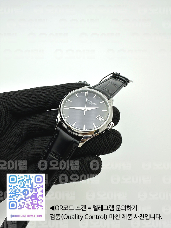 ZF공장 파텍필립 칼라트라바 블랙다이얼 블랙가죽스트랩 Calatrava 5227 SS Black Dial on Black Leather Strap 324CS 출고 전 실물 검수사진 6