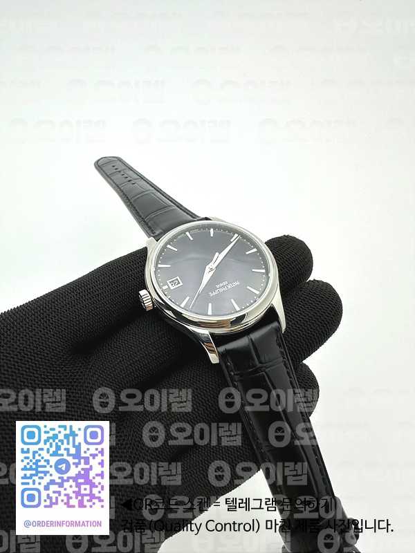 ZF공장 파텍필립 칼라트라바 블랙다이얼 블랙가죽스트랩 Calatrava 5227 SS Black Dial on Black Leather Strap 324CS 출고 전 실물 검수사진 7