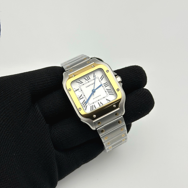 BV공장 까르띠에 산토스 2018 미디움 옐로우골드콤비 화이트다이얼 스마트링크브레이슬릿 Santos De Cartier Ladies 35mm YG/SS Wht BVF MY9039 출고 전 실물 검수사진 2