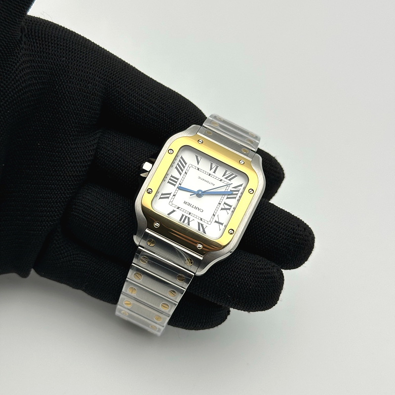 BV공장 까르띠에 산토스 2018 미디움 옐로우골드콤비 화이트다이얼 스마트링크브레이슬릿 Santos De Cartier Ladies 35mm YG/SS Wht BVF MY9039 출고 전 실물 검수사진 5