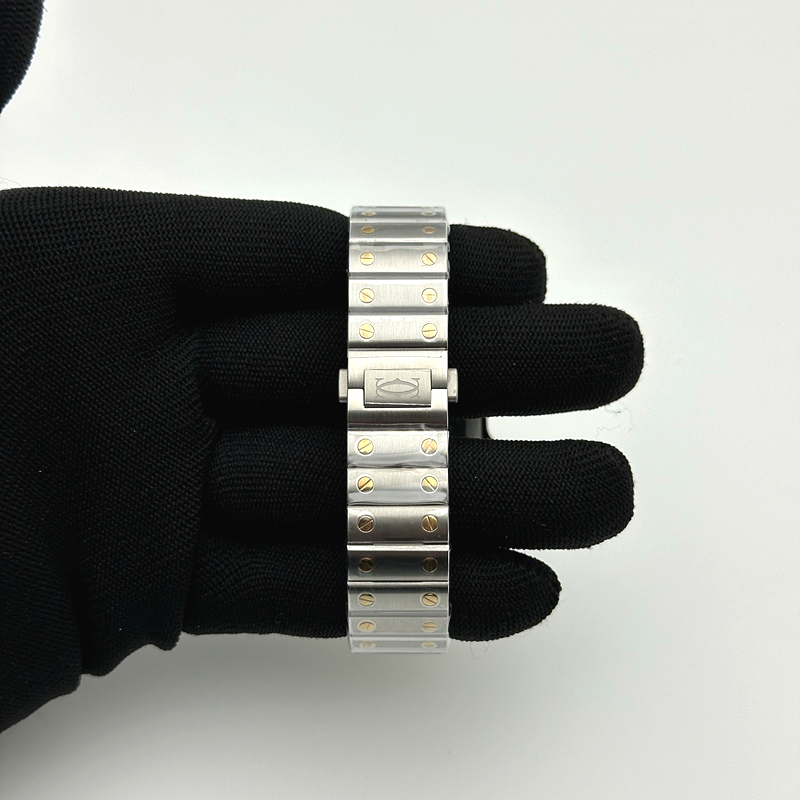 BV공장 까르띠에 산토스 2018 미디움 옐로우골드콤비 화이트다이얼 스마트링크브레이슬릿 Santos De Cartier Ladies 35mm YG/SS Wht BVF MY9039 출고 전 실물 검수사진 6
