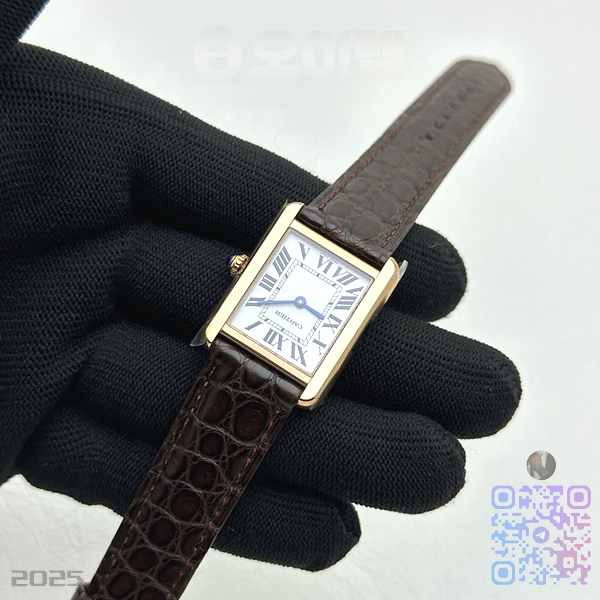 K11공장 까르띠에 로즈골드금통 탱크솔로 24MM 악어가죽스트랩 Tank Solo 24mm K11F RG White Dial on Brown Leather Strap Ronda Quartz 출고 전 실물 검수사진 5