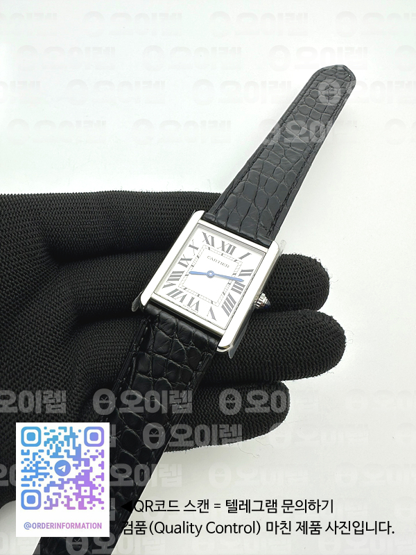 K11공장 까르띠에 탱크솔로 27MM 악어가죽스트랩 Tank Solo 27mm K11F SS White Dial on Black Croco Strap Ronda Quartz 출고 전 실물 검수사진 4