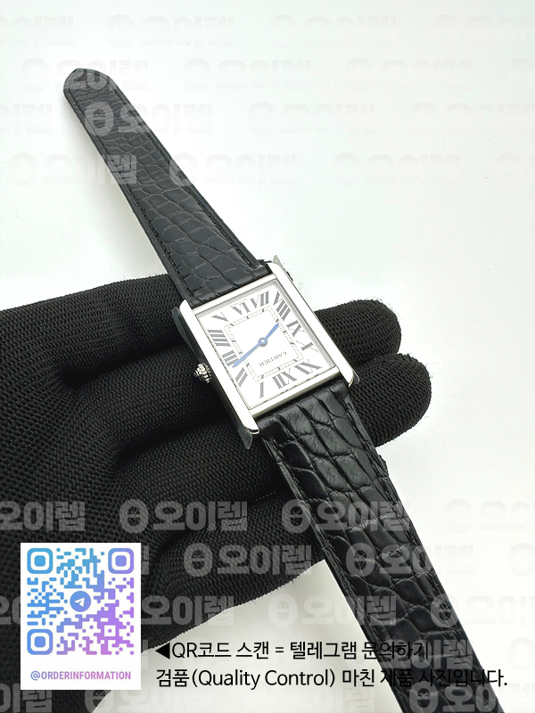 K11공장 까르띠에 탱크솔로 27MM 악어가죽스트랩 Tank Solo 27mm K11F SS White Dial on Black Croco Strap Ronda Quartz 출고 전 실물 검수사진 5