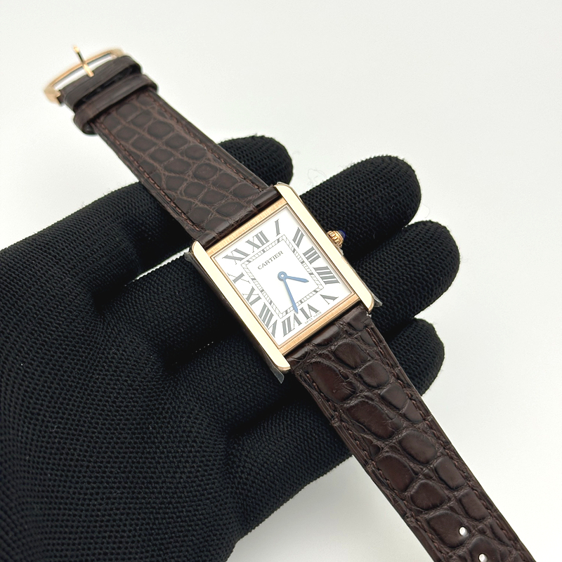 K11공장 까르띠에 로즈골드금통 탱크솔로 27MM 악어가죽스트랩 Tank Solo 27mm K11F RG White Dial on Brown Leather Strap Ronda Quartz 출고 전 실물 검수사진 2