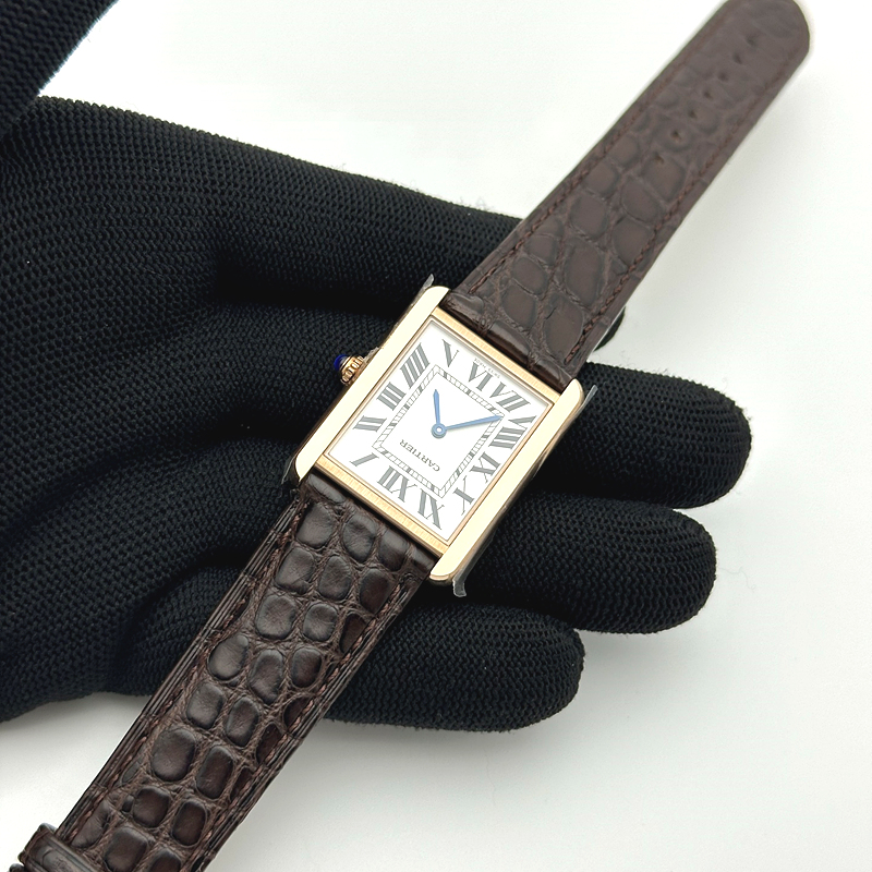 K11공장 까르띠에 로즈골드금통 탱크솔로 27MM 악어가죽스트랩 Tank Solo 27mm K11F RG White Dial on Brown Leather Strap Ronda Quartz 출고 전 실물 검수사진 5