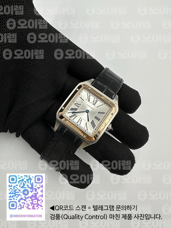 XF공장 까르띠에 산토스 뒤몽 27.5 로즈골드 콤비 실버다이얼 가죽스트랩 출고 전 실물 검수사진 4