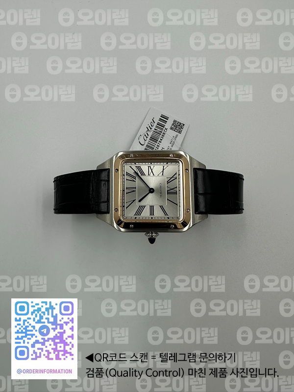 XF공장 까르띠에 산토스 뒤몽 27.5 로즈골드 콤비 실버다이얼 가죽스트랩 출고 전 실물 검수사진 5