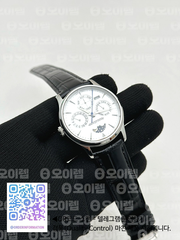V9공장 예거르쿨트르 마스터 울트라씬 퍼펙츄얼 캘린더 화이트다이얼 가죽스트랩  Master Ultra Thin Perpetual Calendar SS White Dial on Black Leather Strap A868 출고 전 실물 검수사진 4