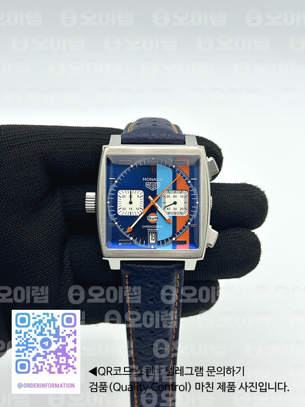 태그 모나코 쿼츠 블루다이얼 가죽스트랩 Tag Monaco Chronograph SS/LE Blue "Gulf" Jap VK64A 출고 전 실물 검수사진 2