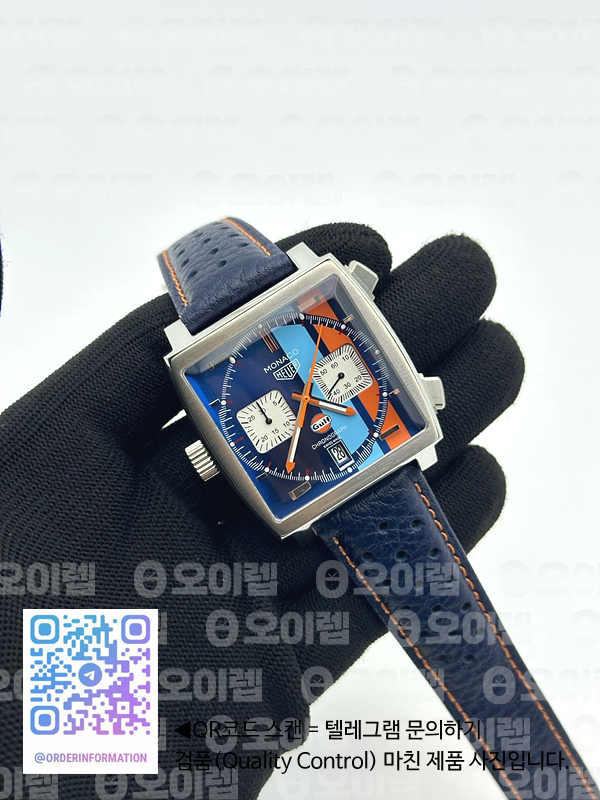 태그 모나코 쿼츠 블루다이얼 가죽스트랩 Tag Monaco Chronograph SS/LE Blue "Gulf" Jap VK64A 출고 전 실물 검수사진 4