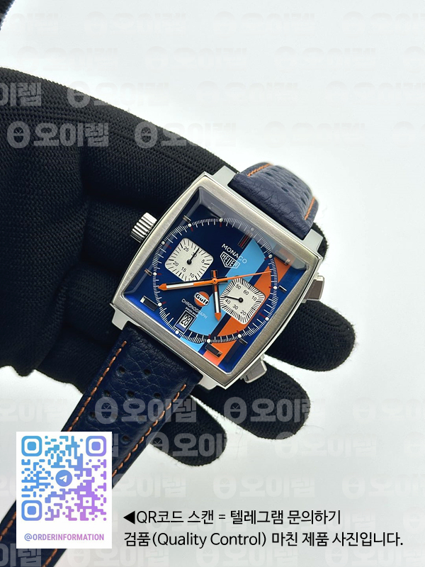 태그 모나코 쿼츠 블루다이얼 가죽스트랩 Tag Monaco Chronograph SS/LE Blue "Gulf" Jap VK64A 출고 전 실물 검수사진 5