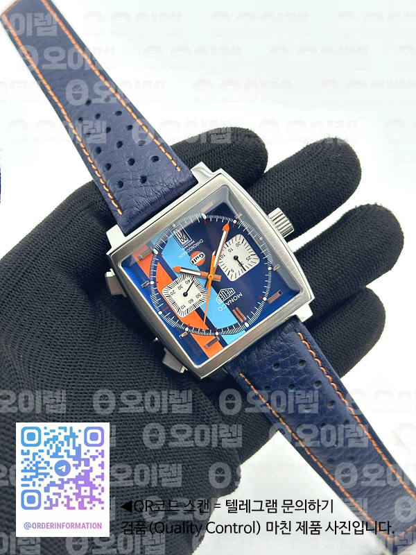 태그 모나코 쿼츠 블루다이얼 가죽스트랩 Tag Monaco Chronograph SS/LE Blue "Gulf" Jap VK64A 출고 전 실물 검수사진 6