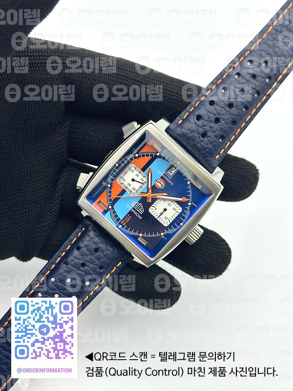 태그 모나코 쿼츠 블루다이얼 가죽스트랩 Tag Monaco Chronograph SS/LE Blue "Gulf" Jap VK64A 출고 전 실물 검수사진 7