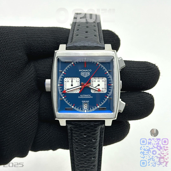 태그 모나코 쿼츠 블루다이얼 가죽스트랩 Tag Monaco Chronograph SS/LE Blue Jap VK64A 출고 전 실물 검수사진 2