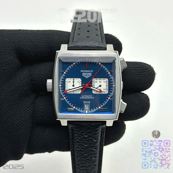 태그 모나코 쿼츠 블루다이얼 가죽스트랩 Tag Monaco Chronograph SS/LE Blue Jap VK64A 출고 전 실물 검수사진 3