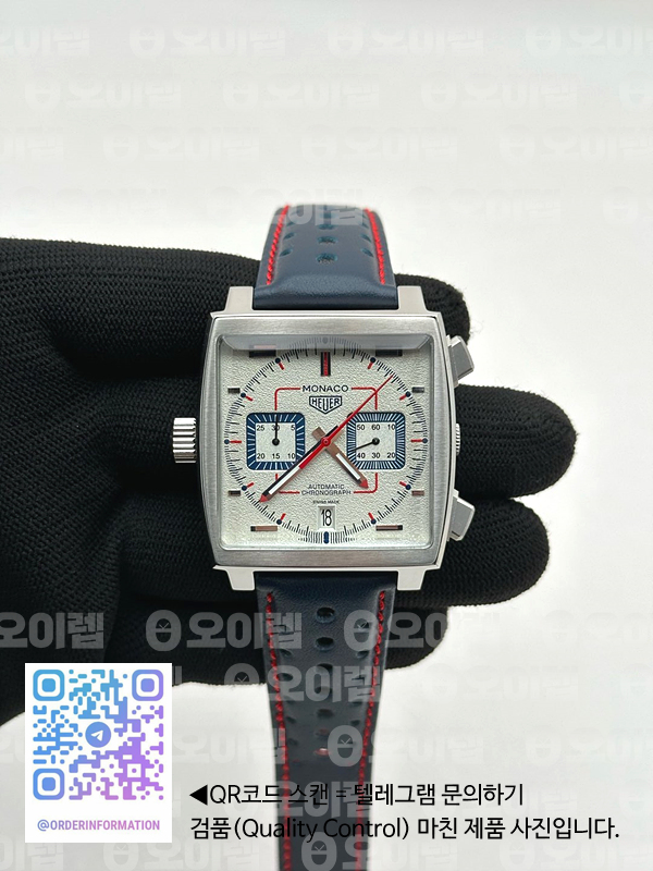 태그 모나코 쿼츠 그레이다이얼 가죽스트랩 Tag Monaco Chronograph SS/LE Silver Grey Jap VK64A 출고 전 실물 검수사진 2