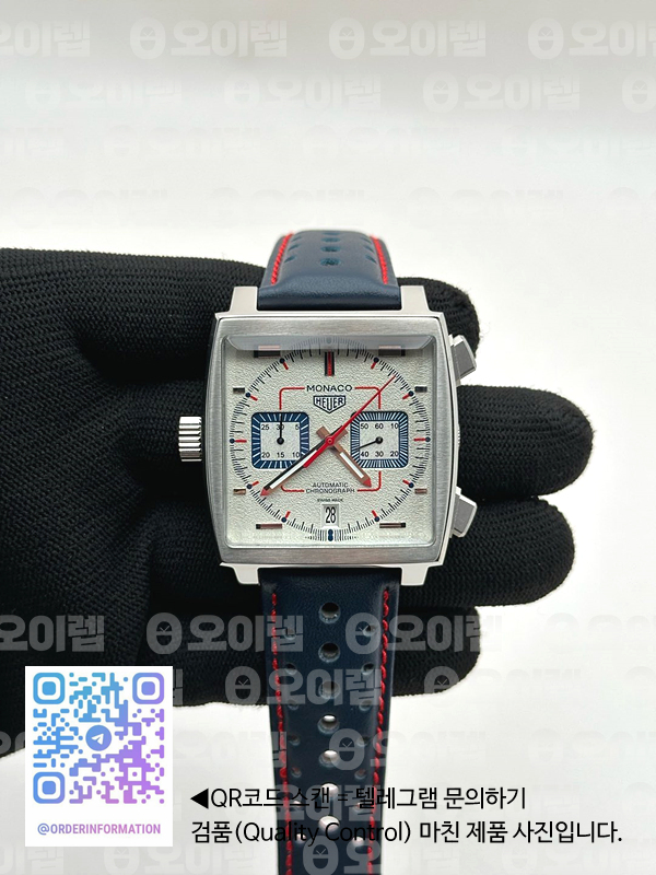 태그 모나코 쿼츠 그레이다이얼 가죽스트랩 Tag Monaco Chronograph SS/LE Silver Grey Jap VK64A 출고 전 실물 검수사진 3