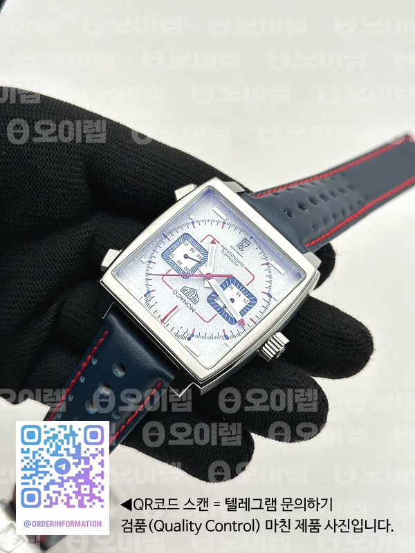 태그 모나코 쿼츠 그레이다이얼 가죽스트랩 Tag Monaco Chronograph SS/LE Silver Grey Jap VK64A 출고 전 실물 검수사진 5