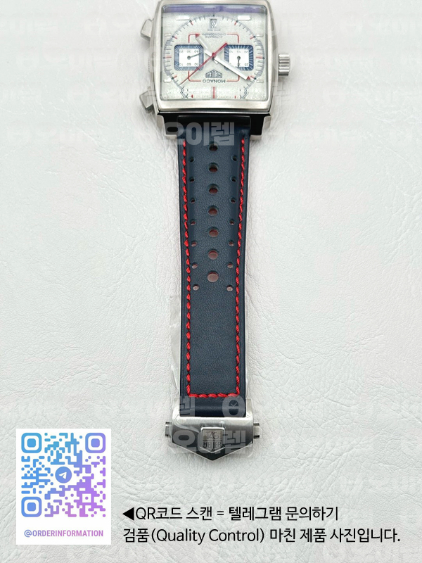 태그 모나코 쿼츠 그레이다이얼 가죽스트랩 Tag Monaco Chronograph SS/LE Silver Grey Jap VK64A 출고 전 실물 검수사진 8