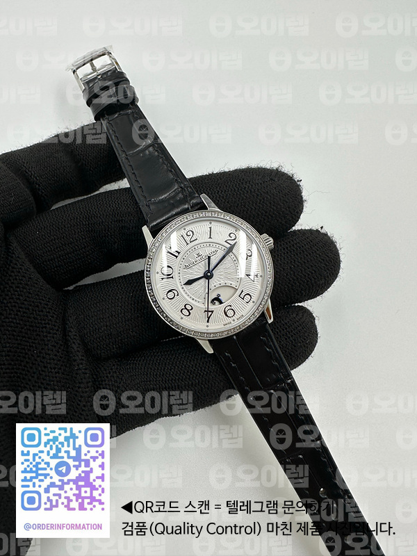 OX공장 랑데뷰 29MM 화이트다이얼 가죽스트랩 Rendez-Vous 29mm SS White Dial Diamonds Bezel on Black Leather Strap A967 출고 전 실물 검수사진 2