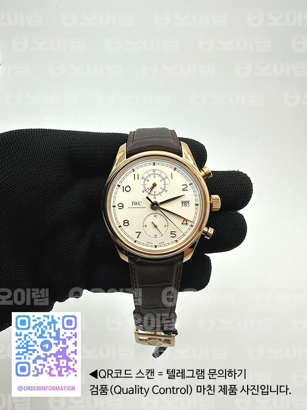 ZF공장 포르투기저 크로노 클래식 로골 화이트다이얼 가죽스트랩 Portugieser Chrono Classic 42 RG IW390301 White Dial on Brown Leather Strap A7750 출고 전 실물 검수사진 2