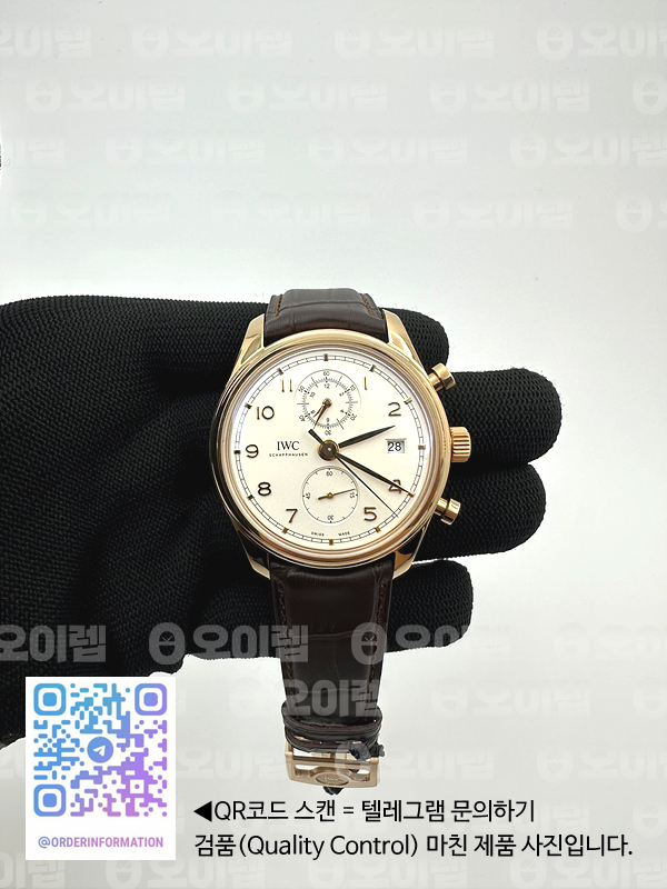ZF공장 포르투기저 크로노 클래식 로골 화이트다이얼 가죽스트랩 Portugieser Chrono Classic 42 RG IW390301 White Dial on Brown Leather Strap A7750 출고 전 실물 검수사진 3