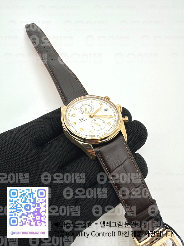 ZF공장 포르투기저 크로노 클래식 로골 화이트다이얼 가죽스트랩 Portugieser Chrono Classic 42 RG IW390301 White Dial on Brown Leather Strap A7750 출고 전 실물 검수사진 5