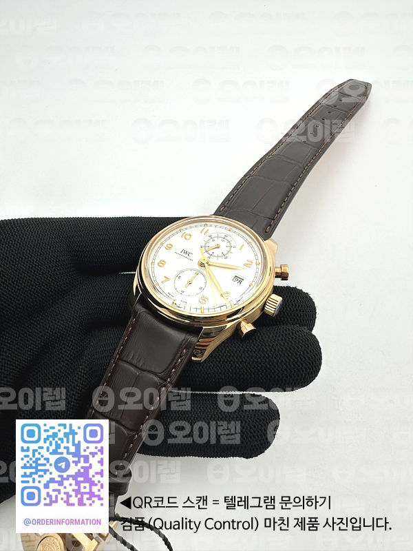 ZF공장 포르투기저 크로노 클래식 로골 화이트다이얼 가죽스트랩 Portugieser Chrono Classic 42 RG IW390301 White Dial on Brown Leather Strap A7750 출고 전 실물 검수사진 6
