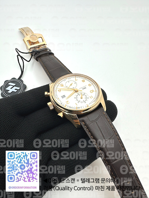 ZF공장 포르투기저 크로노 클래식 로골 화이트다이얼 가죽스트랩 Portugieser Chrono Classic 42 RG IW390301 White Dial on Brown Leather Strap A7750 출고 전 실물 검수사진 7